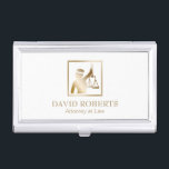 Lawyer Gold Lady Justice Logo Attorney at Law Business Card Holder<br><div class="desc">Lawyer Gold Lady Justice Logo Attorney at Law Business Card Holder.</div>