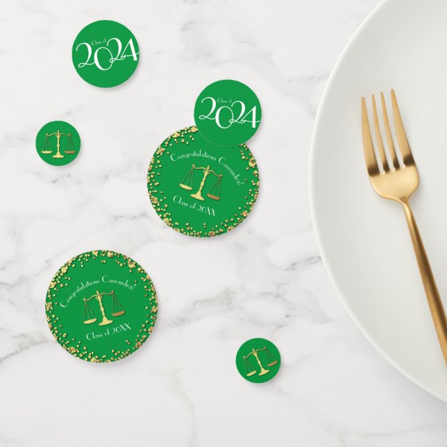 Lawyer Graduation Green SIlver Confetti (Group)