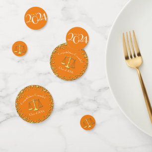 Lawyer Graduation Orange Gold Confetti