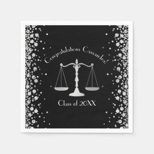 Lawyer Graduation Party Black Silver Napkin