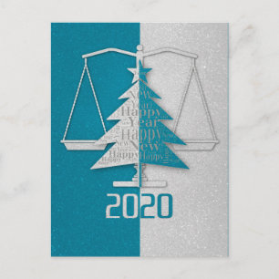 Lawyer Happy New Year 2020 Scales of justice Holiday Postcard