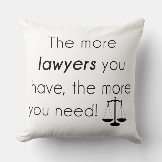 Lawyer humour throw pillow (Front)