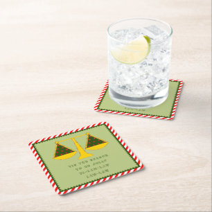 Lawyer Law Firm Christmas Holiday Square Paper Coaster