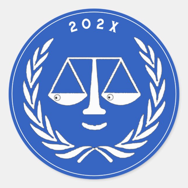 Lawyer Law School Graduate Graduation Blue Classic Round Sticker (Front)