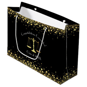 Lawyer Law School Graduation Party Black Gold Large Gift Bag