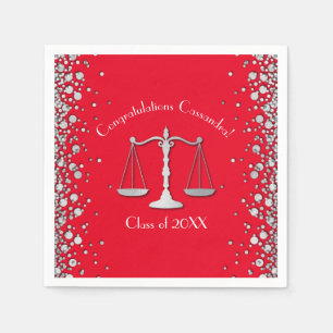 Lawyer Law School Graduation Party Silver Red Napkin