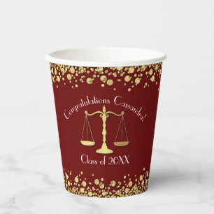 Lawyer Law School Maroon Gold Graduation Party Paper Cups