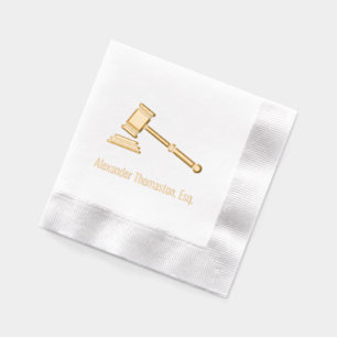 Lawyer Legal Judge Gavel Law Professional Name Foil Napkins