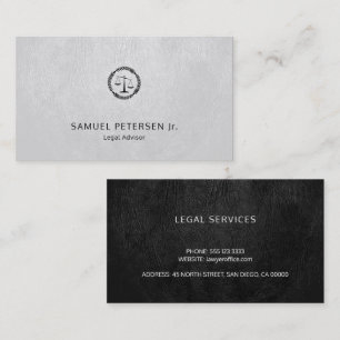 Lawyer luxury black scale white leather look business card