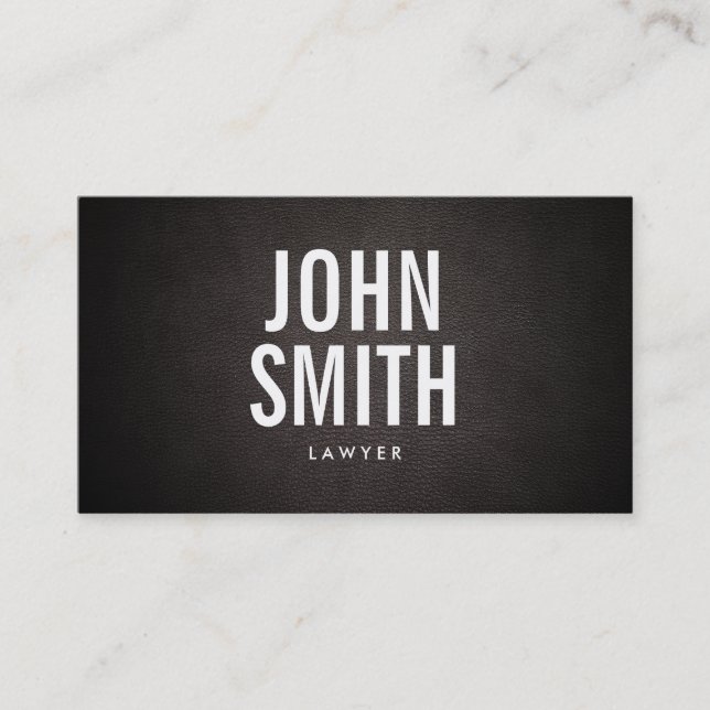 Lawyer Modern Bold Text Elegant Leather Business Card (Front)