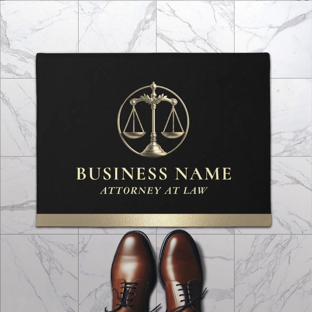 Lawyer Modern Gold Justice Scale Attorney at Law Doormat (Creator Uploaded)