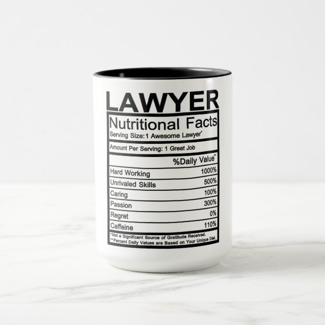 Lawyer Nutritional Facts Mug (Center)