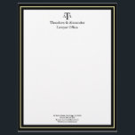 Lawyer Office Black Modern  Letterhead<br><div class="desc">This modern and stylish custom letterhead features a black and yellow frame. You can customize the text and logo. Featuring a scales of justice logo,  it's suitable for legal services consultants,  lawyer office,  attorney at law,  legal advisors,  judge,  and other legal professionals.</div>