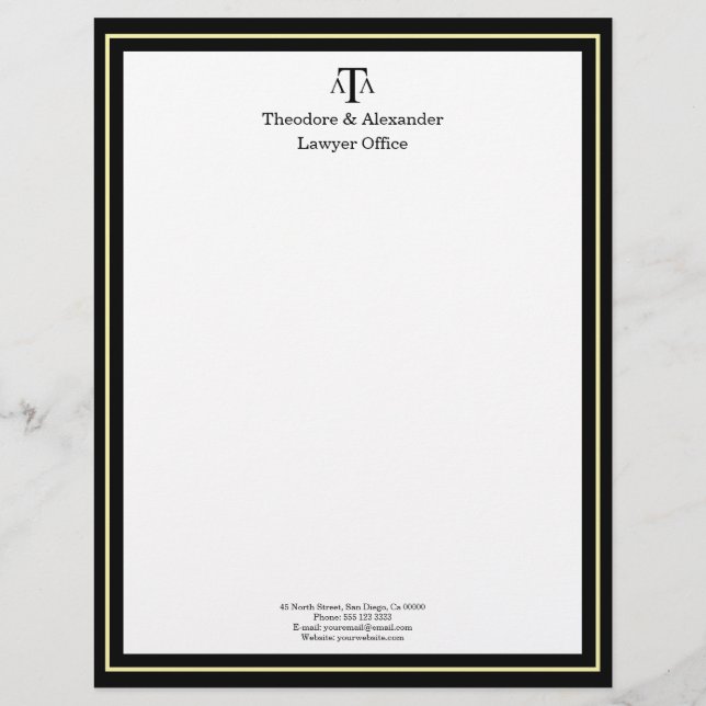 Lawyer Office Black Modern  Letterhead (Front)