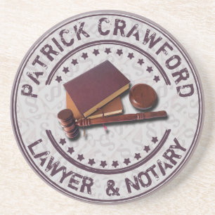 Lawyer Or Notary Office With Judge Hammer And Name Coaster