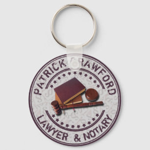 Lawyer Or Notary Office With Judge Hammer And Name Keychain