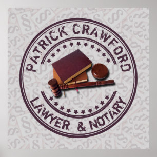 Lawyer Or Notary Office With Judge Hammer And Name Poster