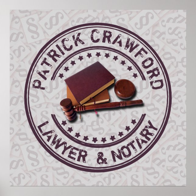 Lawyer Or Notary Office With Judge Hammer And Name Poster (Front)