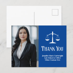 Lawyer Photo Scales of Justice Blue Thank You Postcard