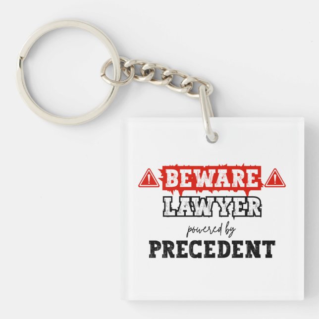 Lawyer Powered By Precedent | Funny Attorney Keychain (Front)