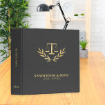 Lawyer professional scales of justice attorney binder<br><div class="desc">Upscale elegant lawyer attorney at law custom binder featuring classic faux gold justice scale and laurel wreath over a dark grey grey background.                Easy to personalize on front,  spine,  and backside!              Suitable for legal services consultants,  lawyer office,  attorneys at law,  solicitors,  legal advisors,  judge,  and other legal professionals.</div>