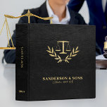 Lawyer professional scales of justice attorney binder<br><div class="desc">Upscale elegant lawyer attorney at law custom binder featuring classic faux gold justice scale and laurel wreath over a black faux leather (PRINTED) background.                Easy to personalize on front,  spine,  and backside!              Suitable for legal services consultants,  lawyer office,  attorneys at law,  solicitors,  legal advisors,  judge,  and other legal professionals.</div>