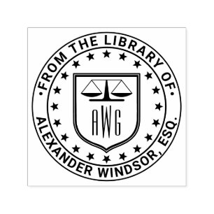 Lawyer Scales of Justice #3 Law Legal Library Book Self-inking Stamp