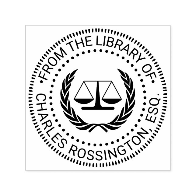 Lawyer Scales of Justice Seal #4 Library Book Name Self-inking Stamp (Design)