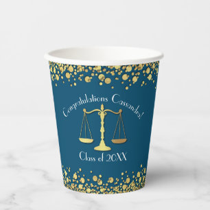 Lawyer School blue Gold Graduation Paper Cups