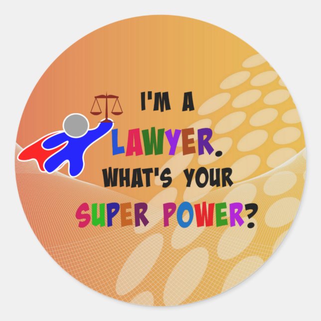 Lawyer Superhero, colourful design Classic Round Sticker (Front)