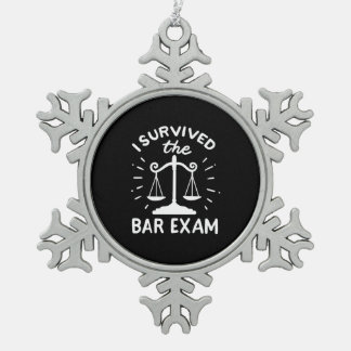 Lawyer Survived The Bar Exam Snowflake Pewter Christmas Ornament
