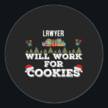 Lawyer Will Work For Cookies Funny Christmas Humou Classic Round Sticker<br><div class="desc">Lawyer Will Work For Cookies Funny Christmas Humour</div>