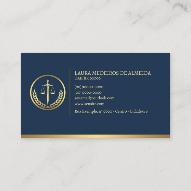 Lawyer's Business Card - Marine Blue (Front)