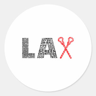 Lax Lacrosse Words Shirt For Lacrosse Player  Classic Round Sticker