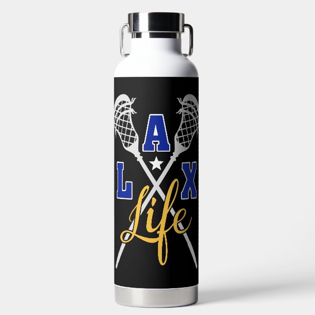 LAX Life / Custom Colours / Personalized Lacrosse Water Bottle (Front)