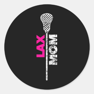Lax Mom Lacrosse Pink Accent  Classic Round Sticker