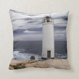 Laxe Lighthouse   Galicia, Spain Throw Pillow