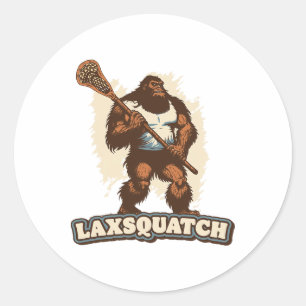 Laxsquatch! Bigfoot Lacrosse Player Funny Sasquatc Classic Round Sticker