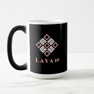 LAYAN Name Mug Modern Kufic Geometric Pattern De