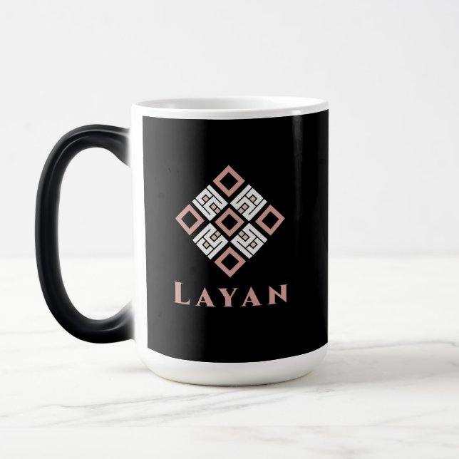 LAYAN Name Mug | Modern Kufic Geometric Pattern De (Left)