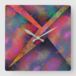 Layer of irregularly arranged rustic images square wall clock