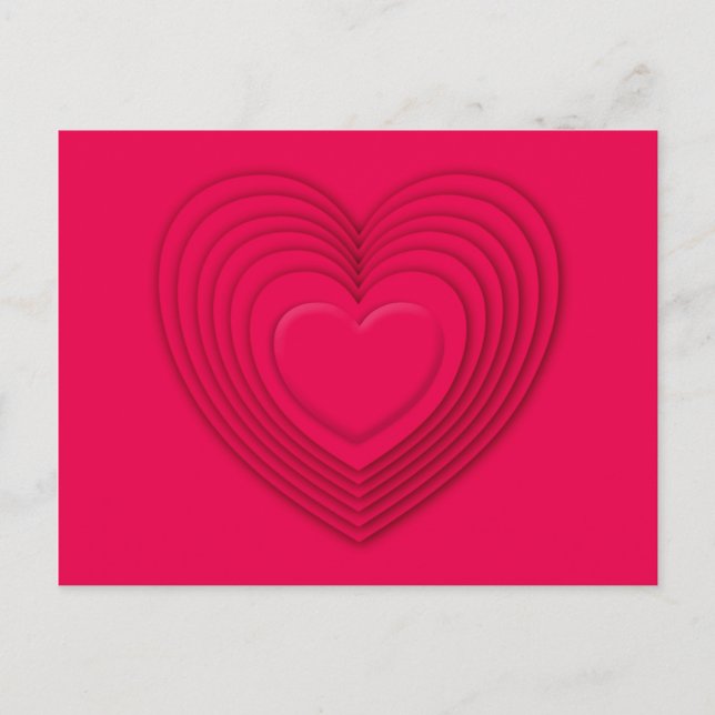 Layered 3-d hearts - rose red postcard (Front)