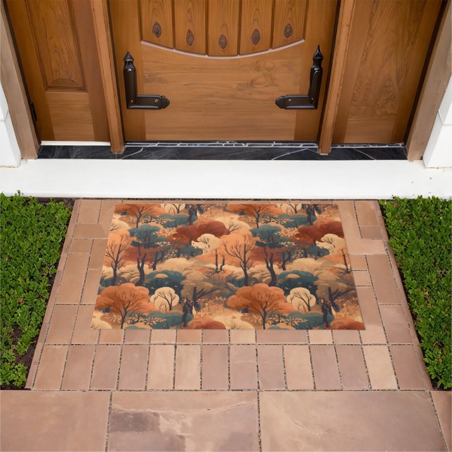 Layered Autumn Forest Landscape - Rustic Woodland  Doormat (Outdoor)