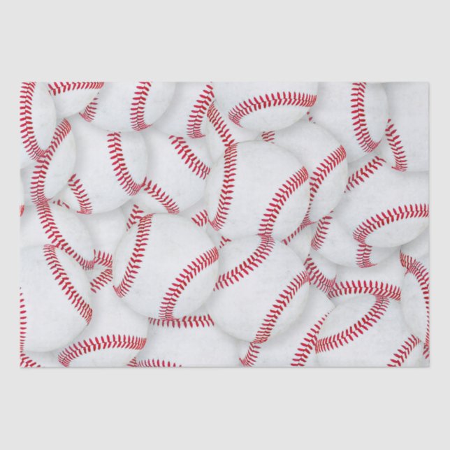 Layered Baseballs Pattern Birthday Tissue Paper (Front)