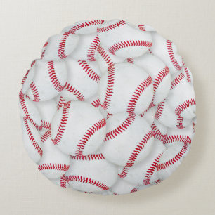 Layered Baseballs Pattern Round Pillow