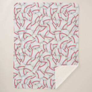 Layered Baseballs Pattern Sherpa Blanket