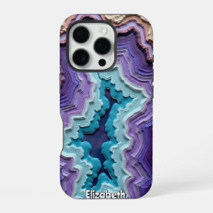 Layered Blue, Purple, and Cream Abstract iPhone 16 Pro Case