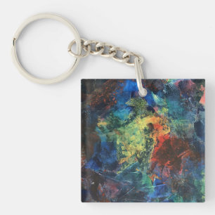 Layered Brushstrokes-Hand Painted Abstract Art Keychain