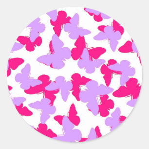 Layered Butterflies Classic Round Sticker