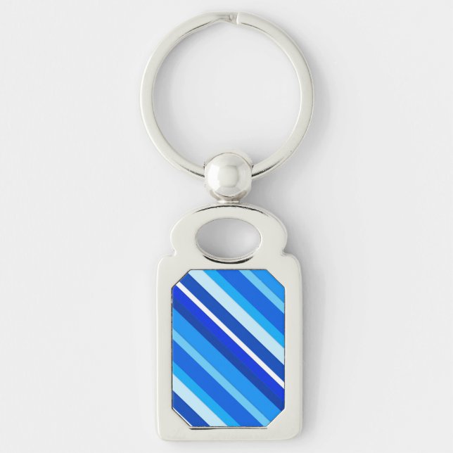 Layered candy stripes - cobalt and pale blue keychain (Front)